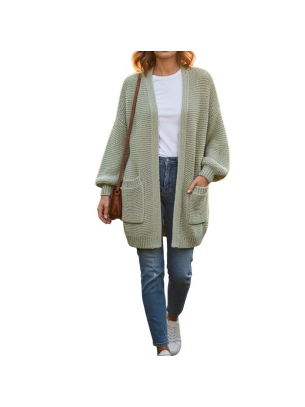POL Olive Green Chunky Knit Cardigan Coat size Small